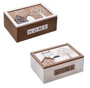 Scatola Multiuso Decorativa Casa in Legno 24 x 16 x 10 cm 2 Colori