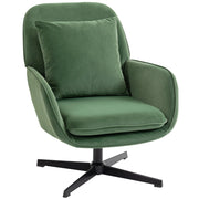 Poltrona Girevole Rivestita in Tessuto Effetto Velluto ¨C Zephmum ¨C Verde