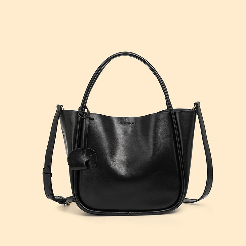 Borsa a tracolla da donna stile retr¨° in vera pelle nera