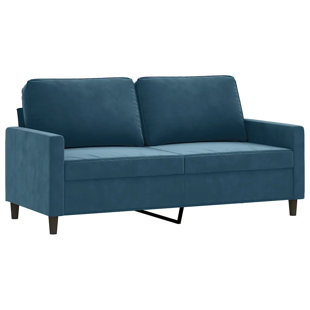 Set di Divani 3 pz con Cuscini Blu in Velluto