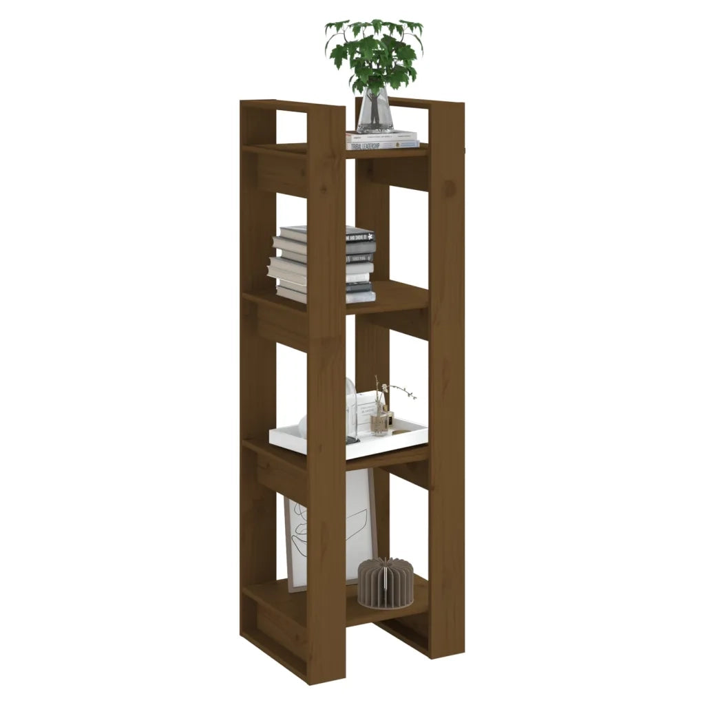 Libreria Divisorio-Scaffale per Libri-Mobile di Stoccaggio ambra 41x35x125 cm in Legno Massello
