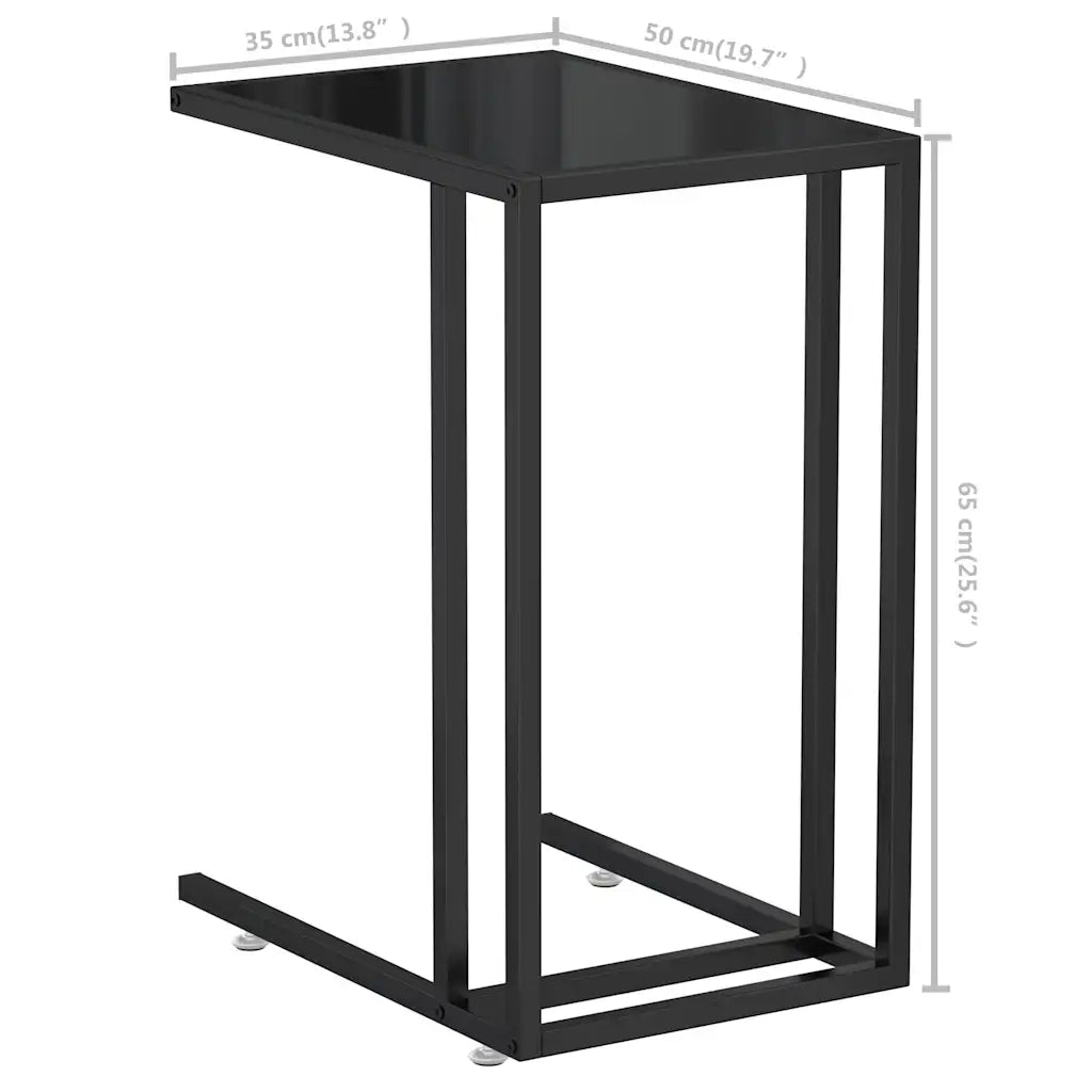Tavolino | Tavolo laterale per Computer Nero 50x35x65 cm in Vetro Temperato