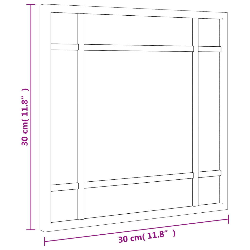 Specchio da Parete | Specchio decorativo Nero 30x30 cm Quadrato in Ferro