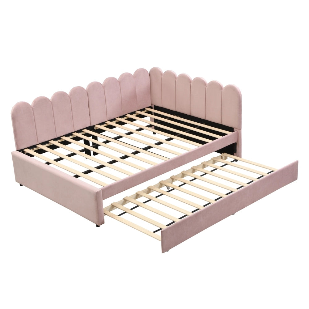 Divano letto angolare - Xylo - 140x200 cm gigogne fiori rosa
