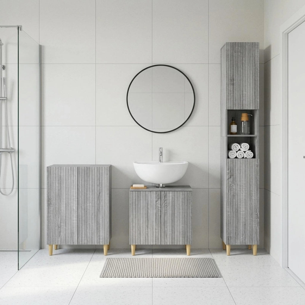 Set di armadietti da bagno in 3 pezzi ARNHEM Sonoma grigio 3417447