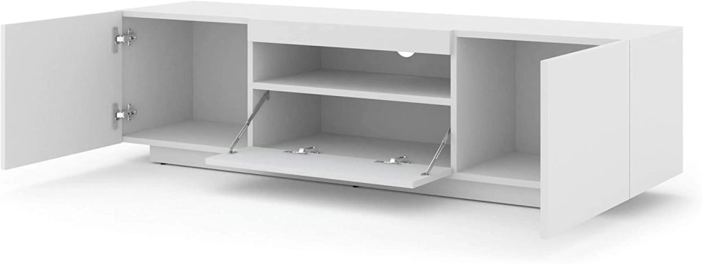 MOBILE TV PIANO TV SOSPESO O A TERRA BIANCO OPACO (NO LED) 150x37x42cm AURA