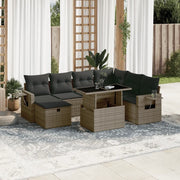 Set Divano da Giardino 8 pz con Cuscini Grigio in Polyrattan 3275000