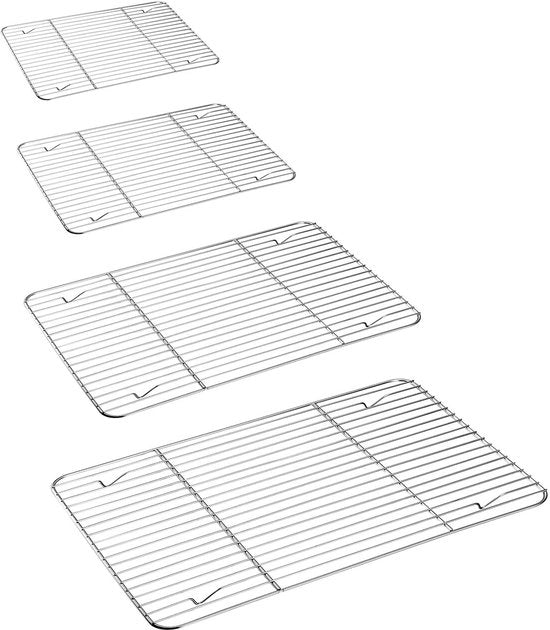 Set di grigli da 4, griglia a rulli in acciaio inossidabile per grigliare, cuocere, arrostire, raffreddare, salutare e sostenibile, inossidabile e idoneo per lavastoviglie, diverse misure