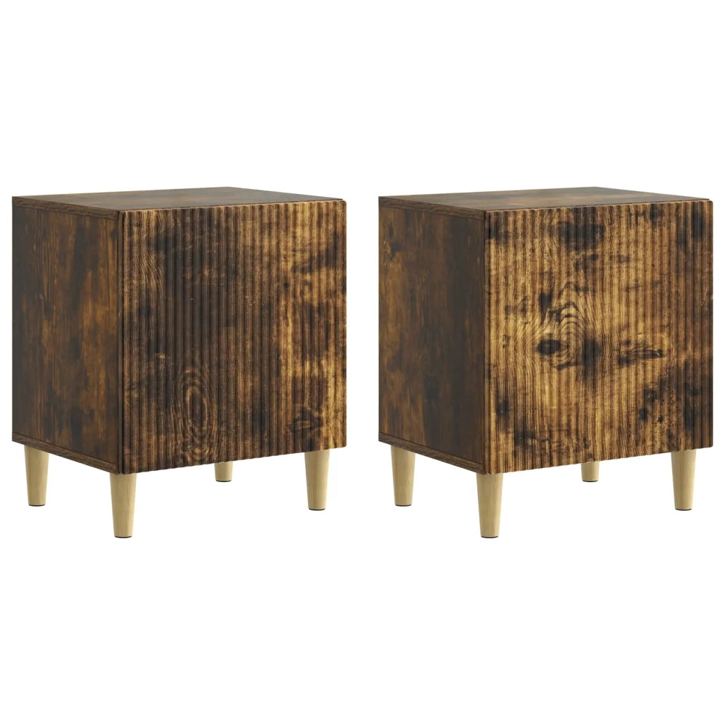Set di 2 Comodini | Armadio da Notte | Mobiletto da notte Rovere Fumo 43 x 34,5 x 50 cm