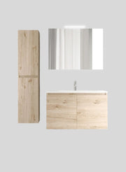 Mobile da Bagno Sospeso con Lavabo 60 cm e Specchio Bali Two Rovere Naturale