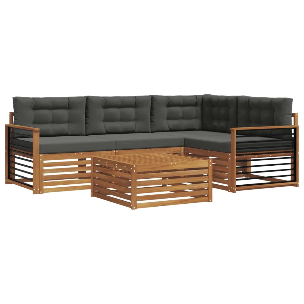 Set di divani da esterno con cuscino 5 pcs Naturale e Antracite