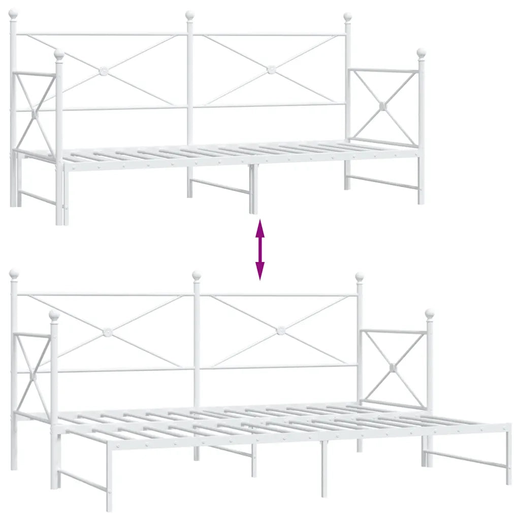 Divano Letto Estraibile senza Materasso-Sofa Letto-Daybed Bianco 90x200cm Acciaio