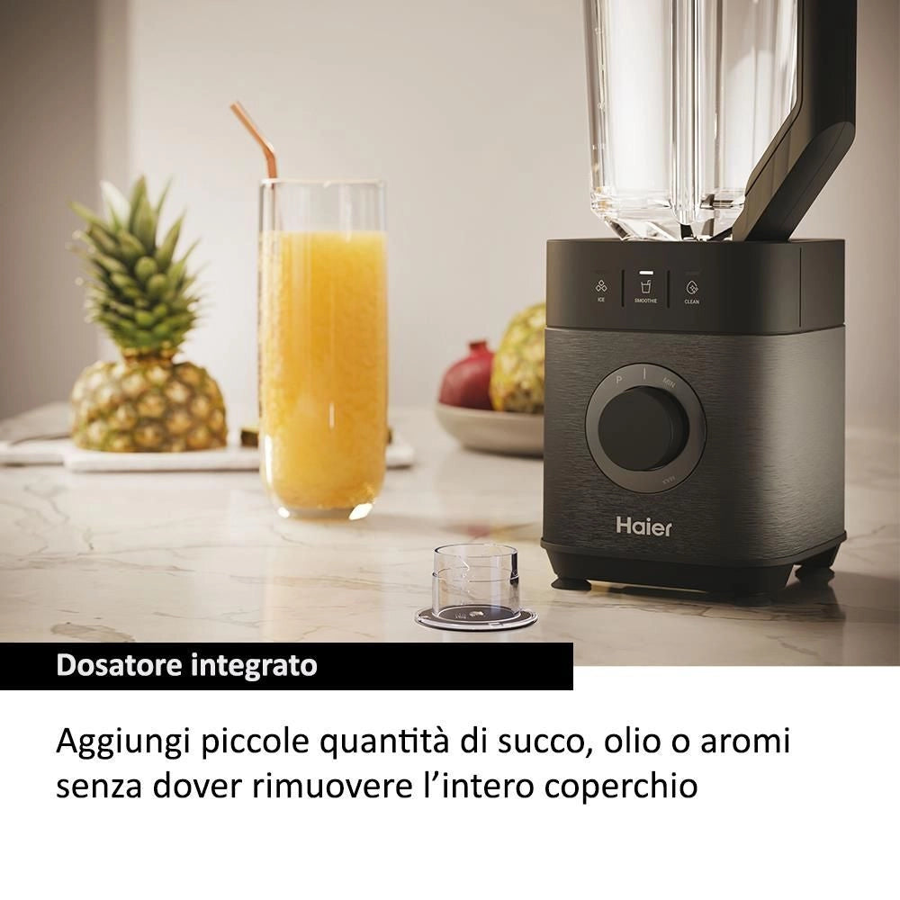 Haier Frullatore I-Master Serie 5 Obsidian grey, 6 lame in acciaio inox, Caraffa in vetro da 2 L, 3 programmi preimpostati, Personal Jug incluso