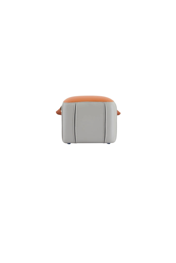 SGABELLO imbottito in PU Grigio e Arancione con maniglia