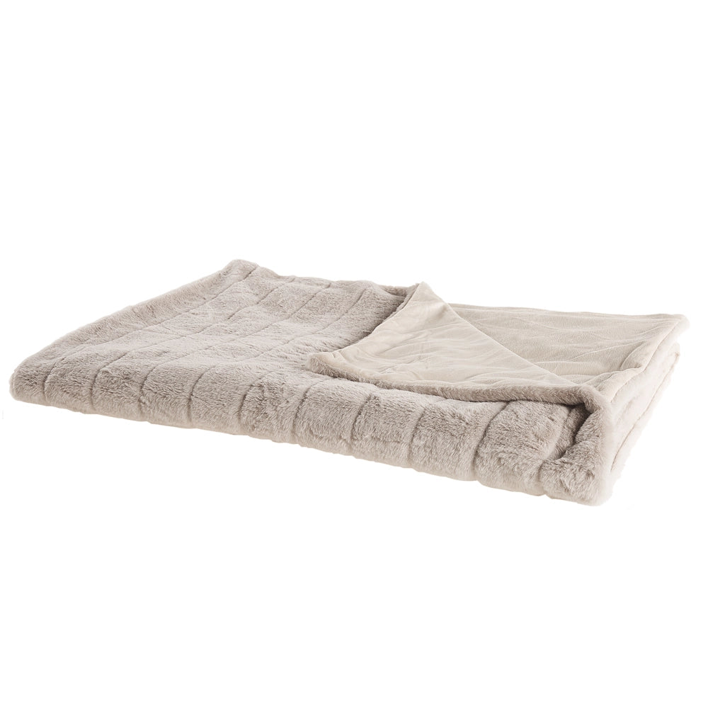 Coperta plaid in tessuto di poliestere beige 150 x 200 cm Plaid moderno e minimalista soffice
