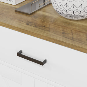 Credenza Stile Rustico con 2 Cassetti e 2 Armadietti 120x39,3x82,5 cm Bianco