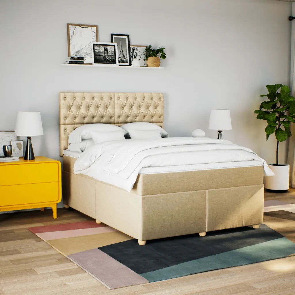 Giroletto a Molle con Materasso Crema 140x200 cm in Tessuto 3293615