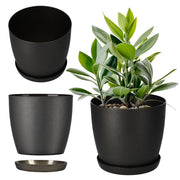 Vaso da fiori KADAX con sottovaso, vaso in plastica da 30 cm, coperchio, fiori, grafite opaca