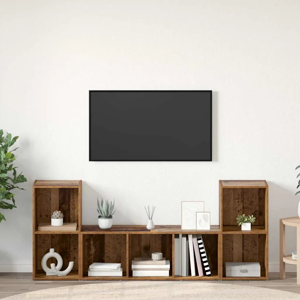 Set mobile TV 3 pz-Set di 3 Credenza per TV Marrone Legno multistrato 793257