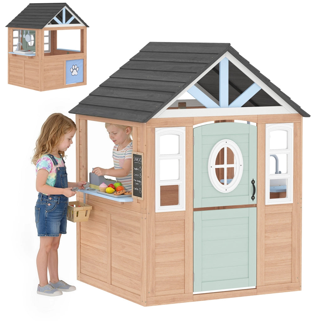 Casetta Bambini Giardino Legno con Cucina Gioco ¨C Zephmum ¨C Naturale 120x120x120