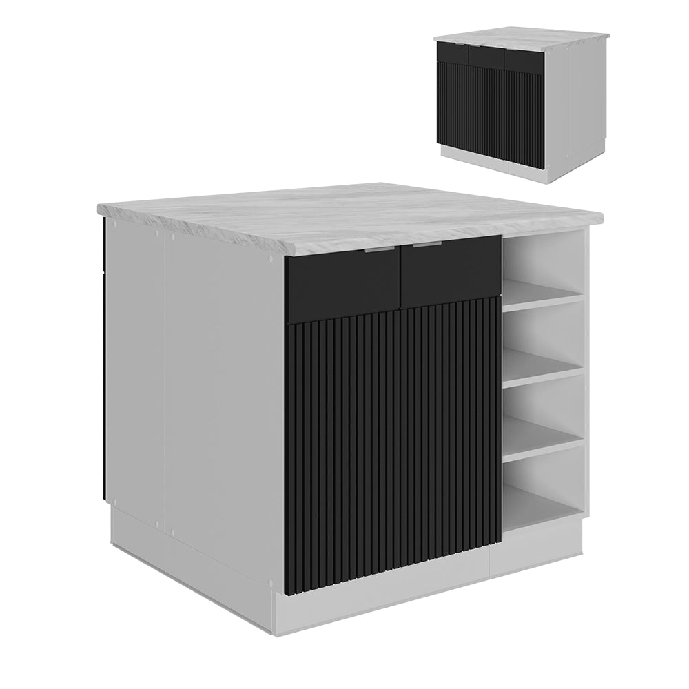 Isola cucina Fame-Line Nero rigato/Bianco 90 cm senza piano di lavoro Vicco