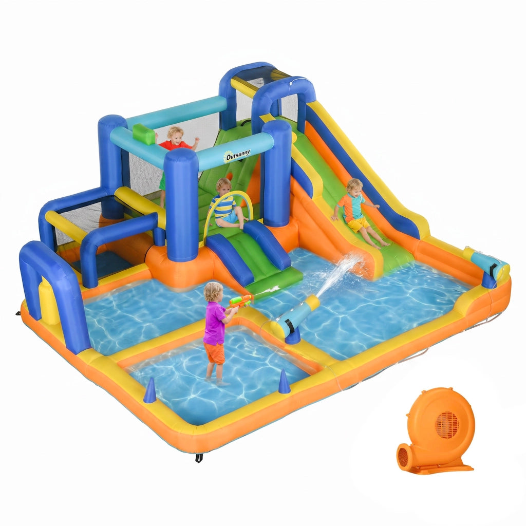 Castello gonfiabile per bambini con scivolo e parete arrampicata ¨C Zephmum ¨C 430x420x200cm multicolore