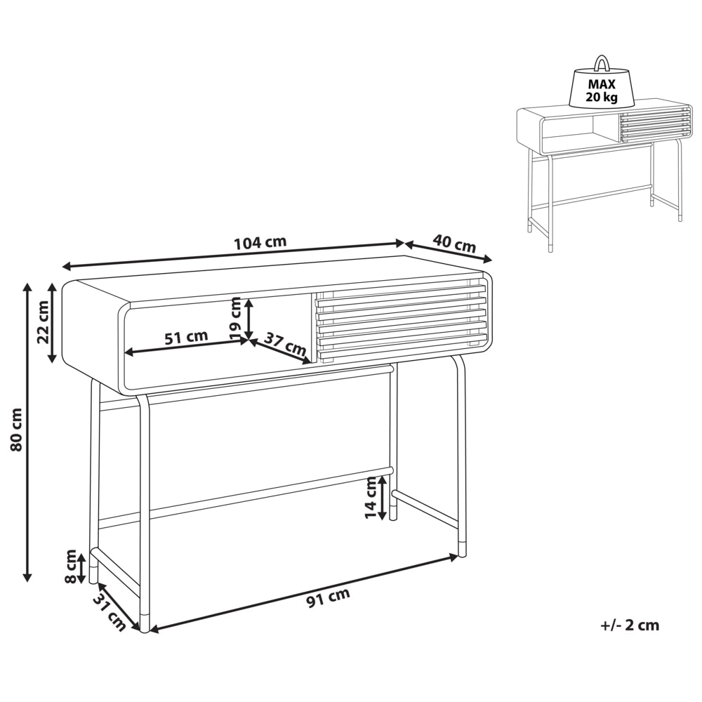 Tavolo consolle bianco con sportello scorrevole a lamelle in legno scuro stile rustico soggiorno ingresso camera da letto