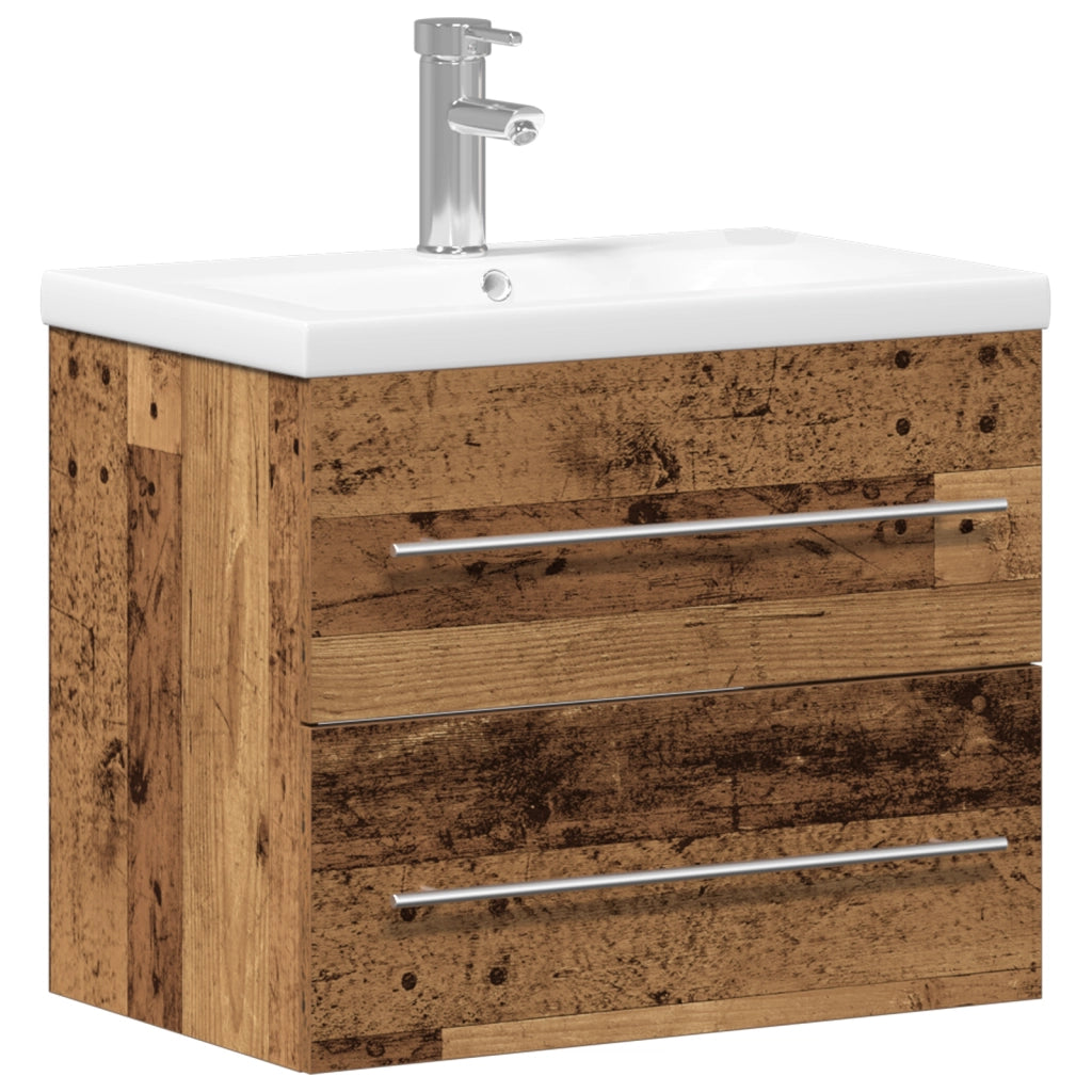Mobile lavabo con lavabo incorporato in legno vecchio