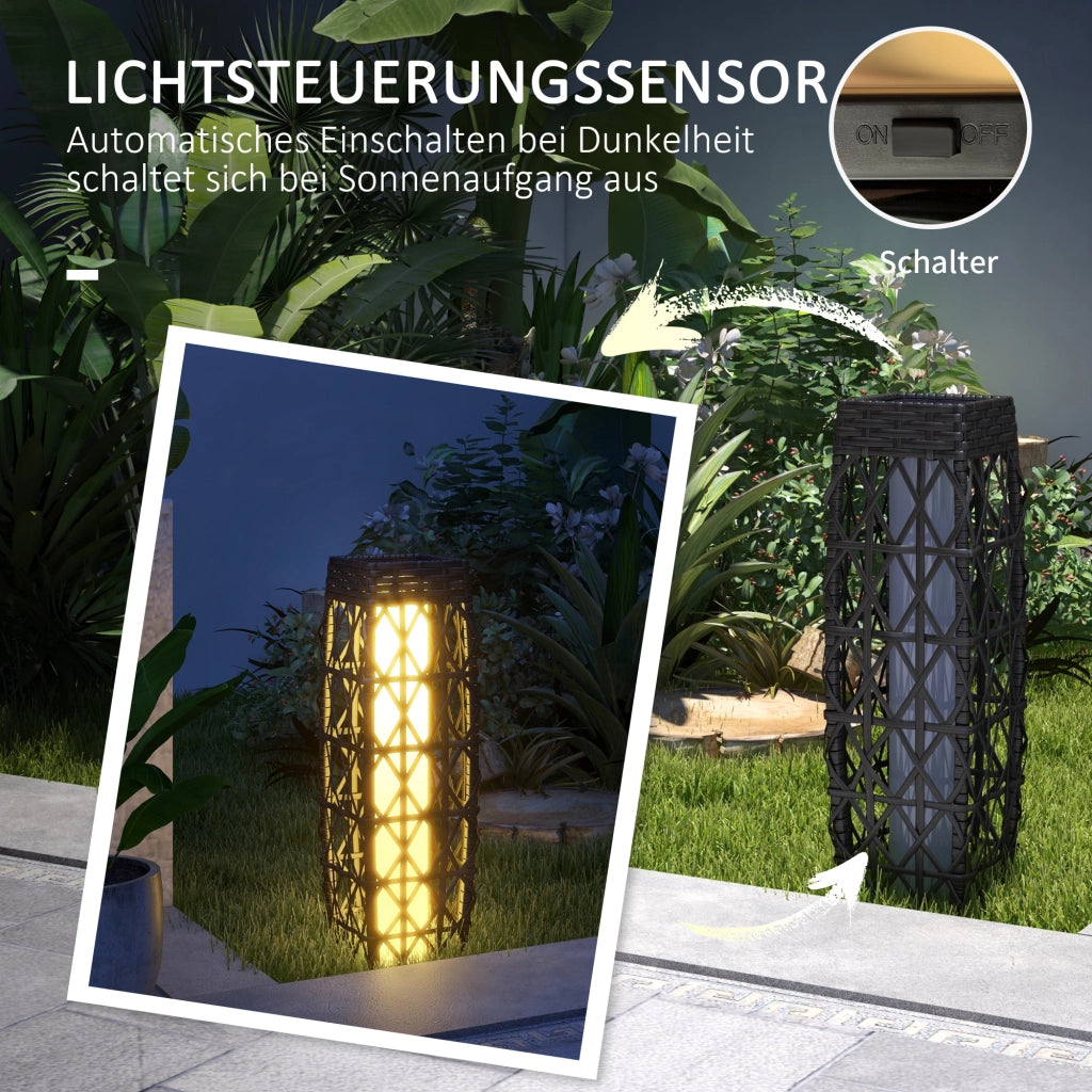 Lampada da Giardino Solare Rattan ¨C Zephmum ¨C Grigio 20x20x68cm