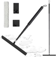 Sampoes Douchewisser con supporto, Douchewisser con supporto, Wisser per finestre in silicone adattabile 30-120cm, Douchewisser in acciaio lungo, Wisser per bagno, Wisser per bagno, Nero