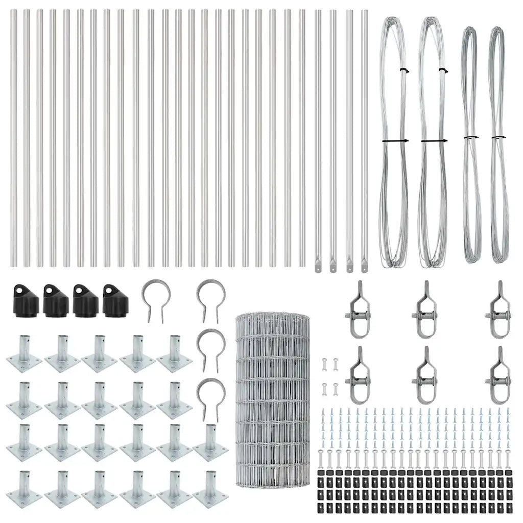 Recinzione da Giardino | Recinzione con Posto Argento 0,4 x 50 m Acciaio