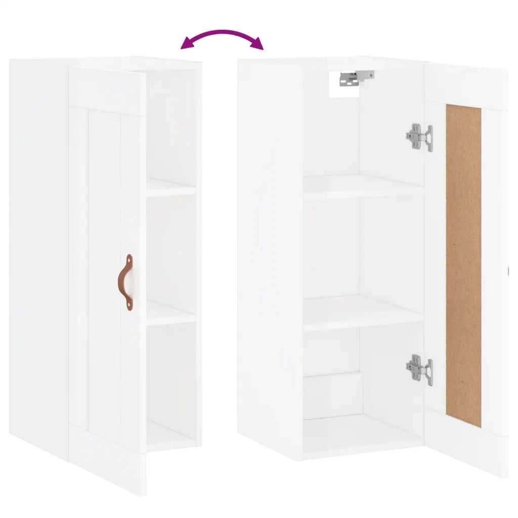 Armadietto a Muro | Mobile Parete Bianco Lucido 34,5x34x90 cm in Legno Multistrato