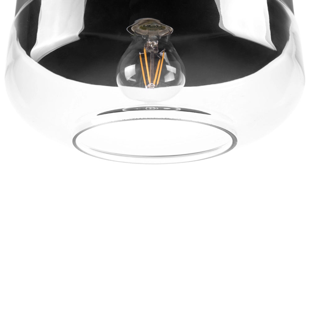 Lampada a sospensione a sospensione con paralume in vetro trasparente Nero dal design moderno geometrico rotondo