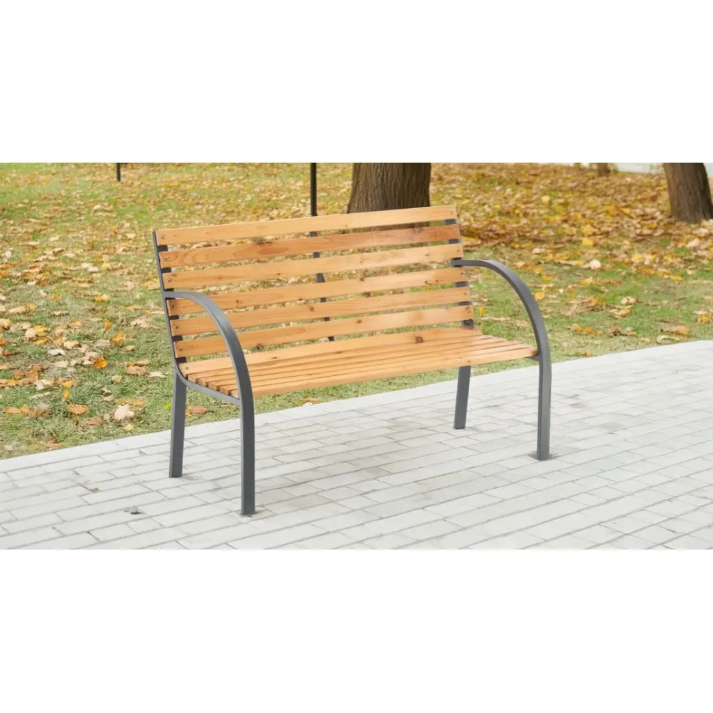 Panca da giardino BANCO 120 cm in legno e acciaio grigio resistente agli agenti atmosferici
