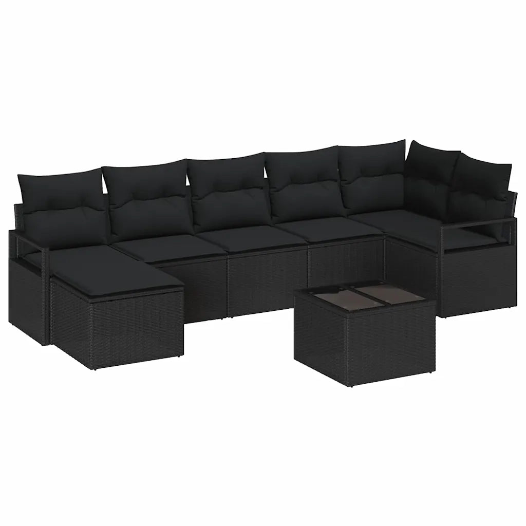 Set di divani con cuscino 8 pcs Nero polyrattan 3346483
