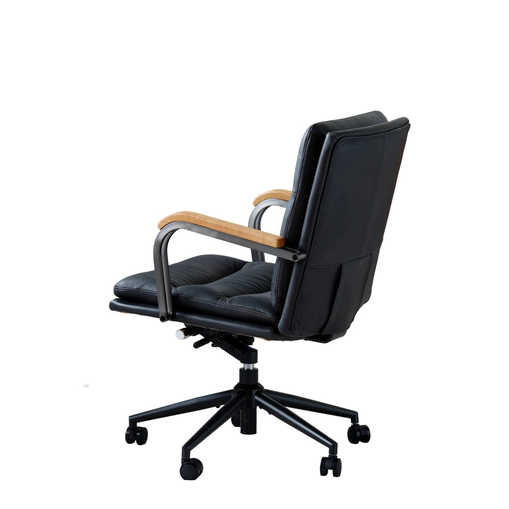 SEDIA Ufficio ergonomica girevole regolabile in altezza in pelle nera