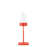 Perpetua Lampada da Tavolo LED Senza Fili Mini, Design Compatto in Alluminio Rosso, Sistema a Batteria Sostituibile Magnetica, Grado IP54