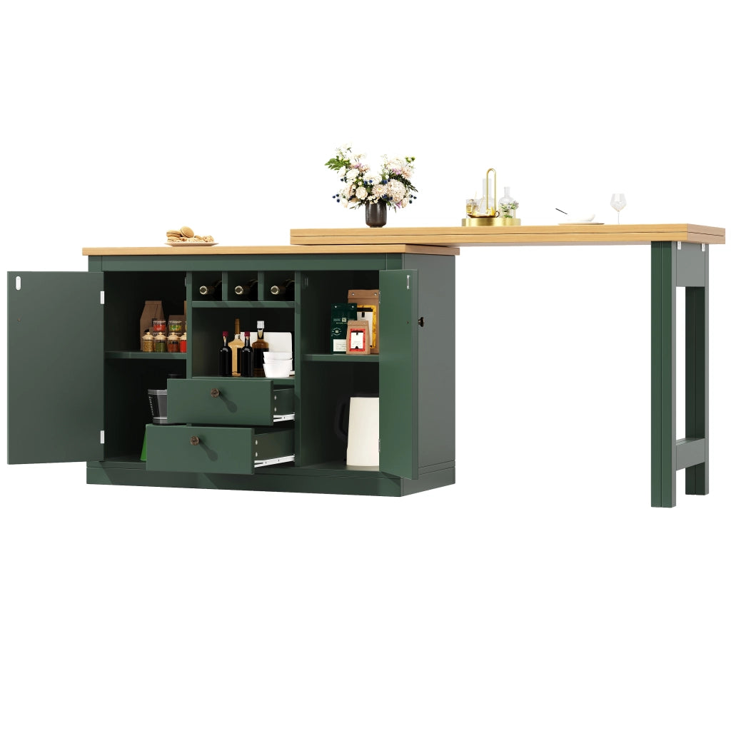 Tavolo da bar estensibile 360¡ã - Zephmum- Regolabile 120-180cm, verde scuro