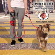 Cintura per cani robusta da 18 metri con impugnature imbottite e dettagli riflettenti - Rosso