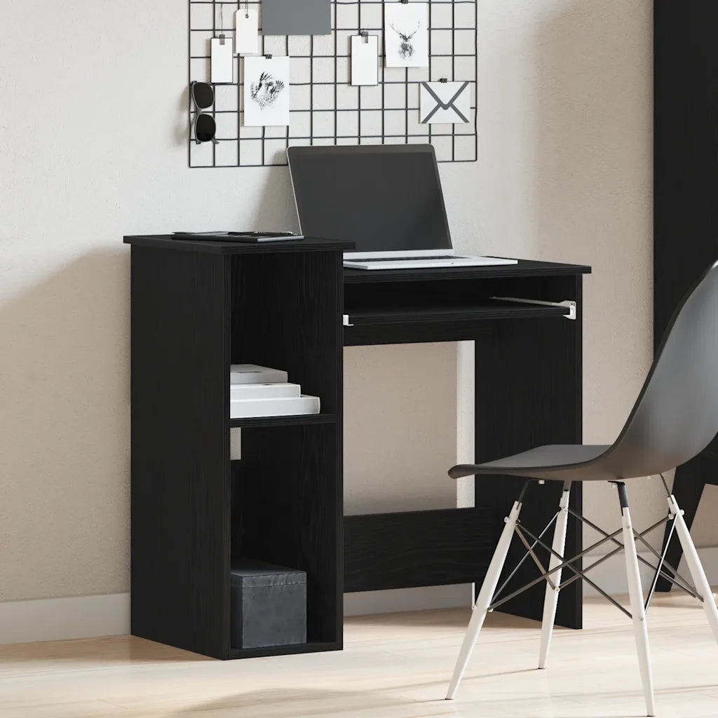 Scrivania con Mensole Nera 84x40x78 cm in Legno Multistrato