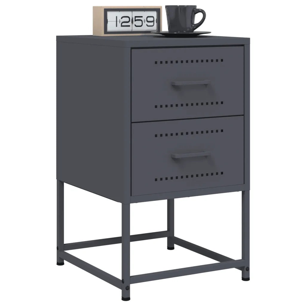 Comodini 2 pz-Set di 2 Tavolino da notte Antracite 36x39x60,5 cm in Acciaio 195839