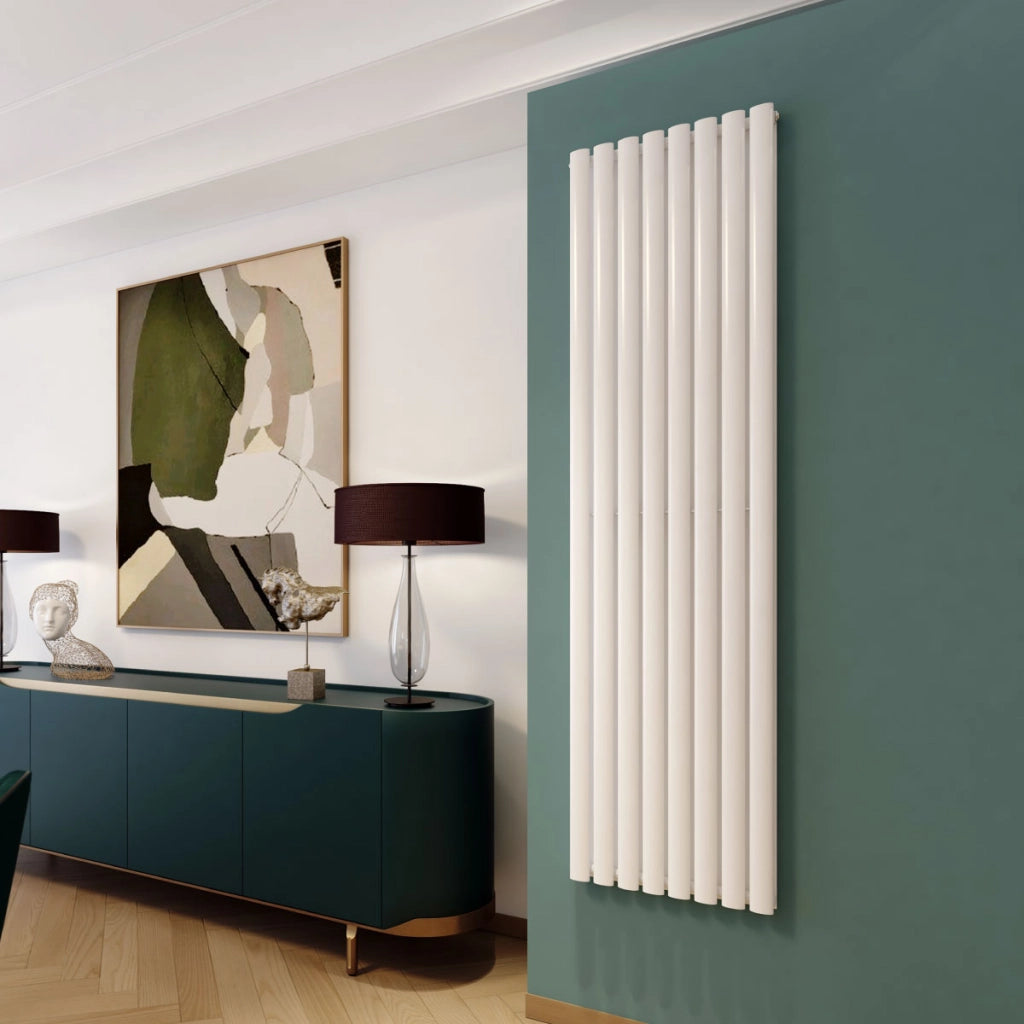 RADIATORE TERMOARREDO DI DESIGN BIANCO MODELLO PIANO - MM 1800X480-INT.1760-8 TUBI-WATT 1732-DEL.T50 5910-2 COL  - MAM