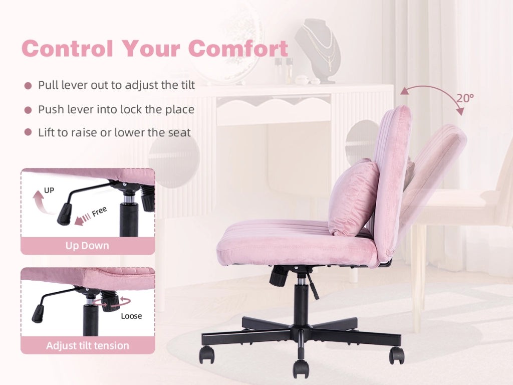 Sedia da ufficio moderna per home office con altezza regolabile, rotazione 360°, senza braccioli e ruote silenziose