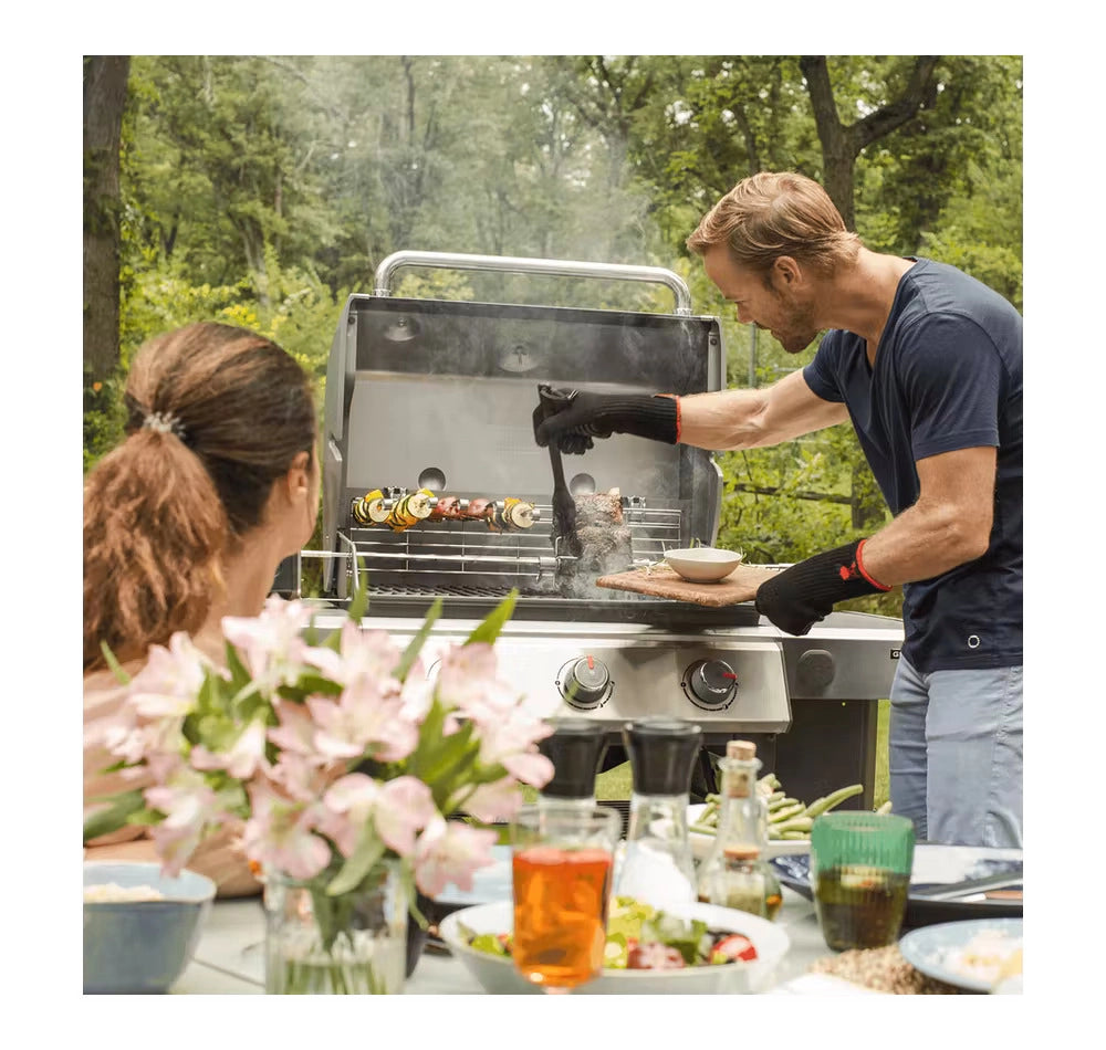 Weber barbecue a gas gpl genesis e-310 gbs acciaio nero con ruote girevoli