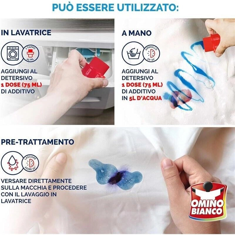 SET 12 PZ ADDITIVO OMINO BIANCO 100+ GEL 900ML SMACCHIANTE
