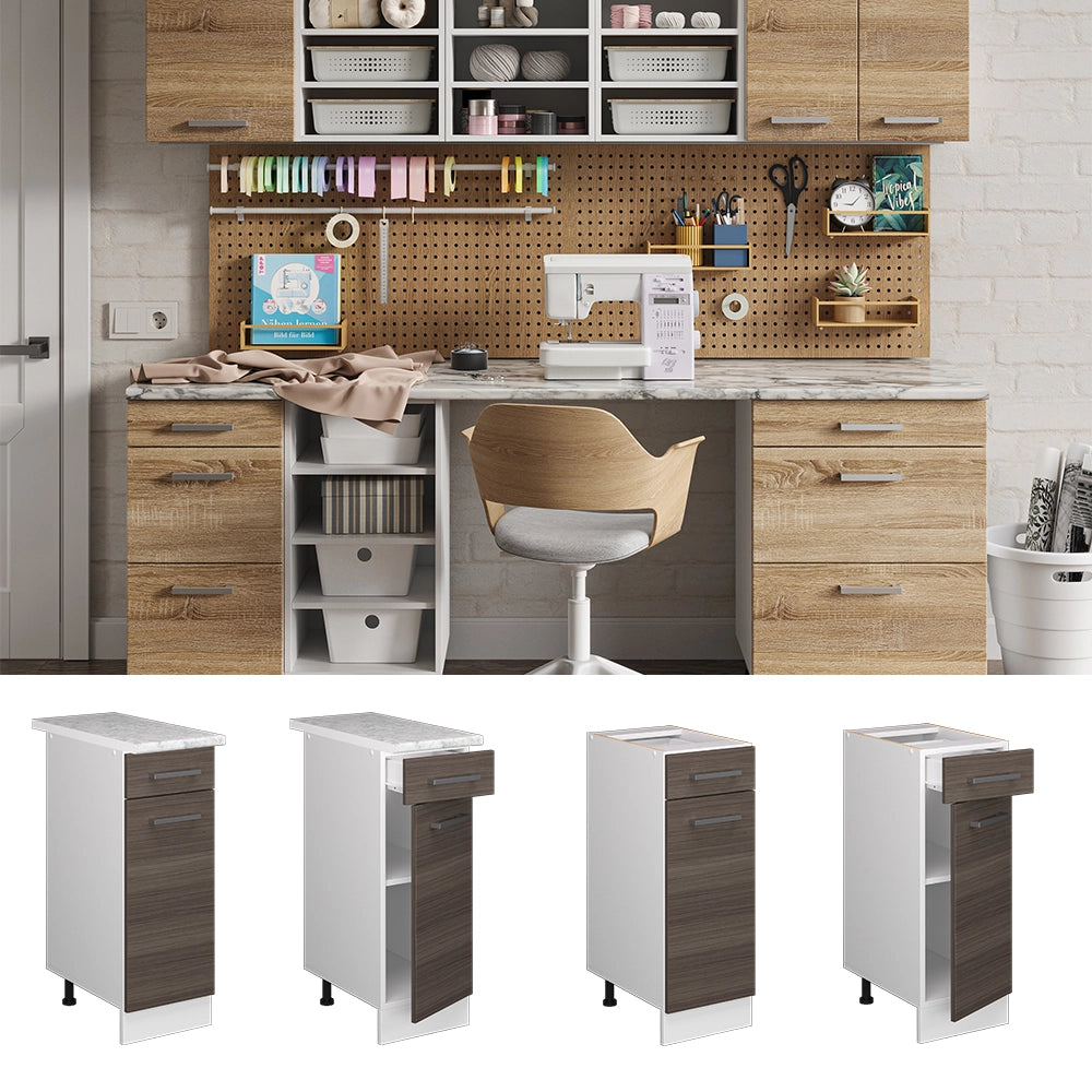 Vicco Base universale Grigio 30 cm con cassetto, senza piano di lavoro