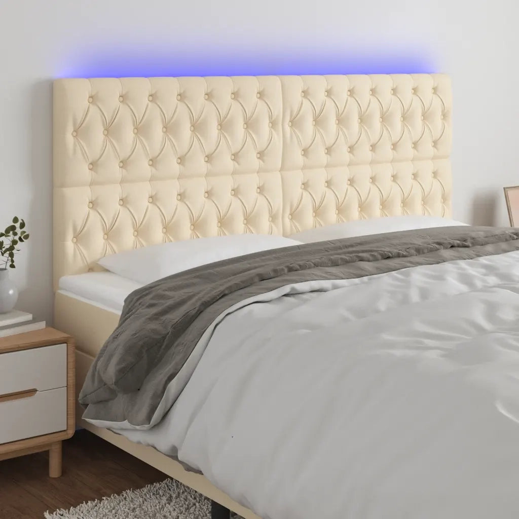 Testiera | Testata a LED Crema 180x7x118/128 cm in Tessuto