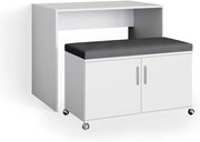 Scrivania con ruote Flona, Bianco, 93.2 cm, posizionabile in modo flessibile su ruote e allungabile