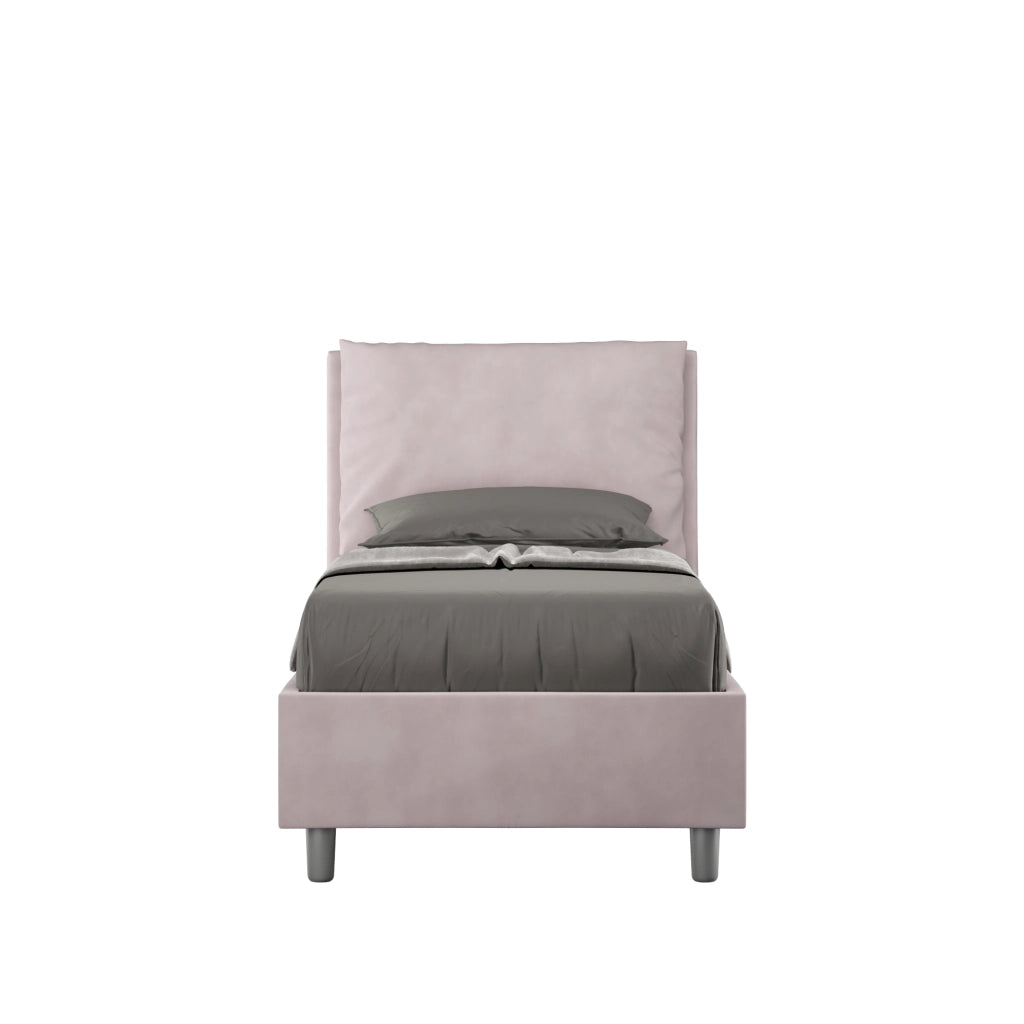 BS COM Letto singolo con rete imbottito 80x200 microfibra glicine