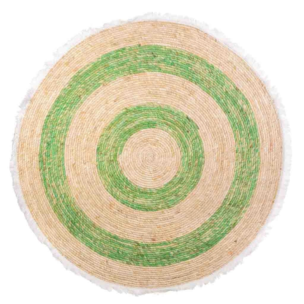 Tappeto verde in fibra naturale intrecciato a mano d120x1h